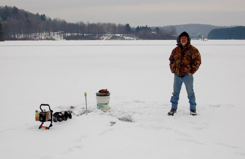 Ice fishing near Penn Wells Hotel & Lodge.