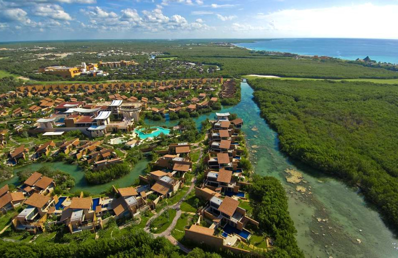 Aerial view of Banyan Tree Mayakoba.