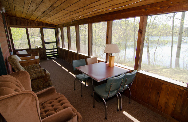 Cabin porch at Delta Lodge.