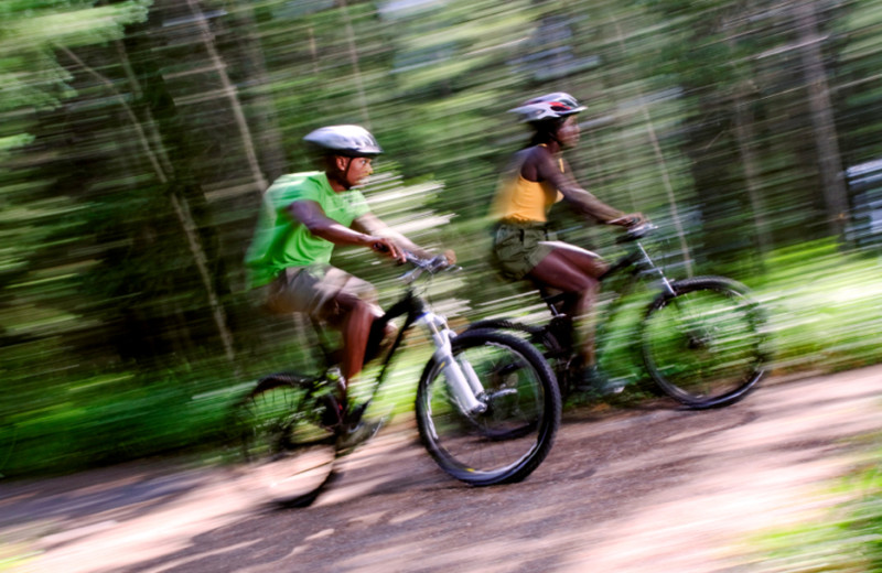 Biking at The Woods At Bear Creek Glamping Resort.