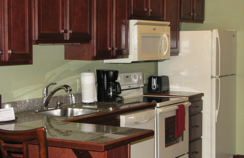 Suite kitchen at Water's Edge Inn & Conference Center.
