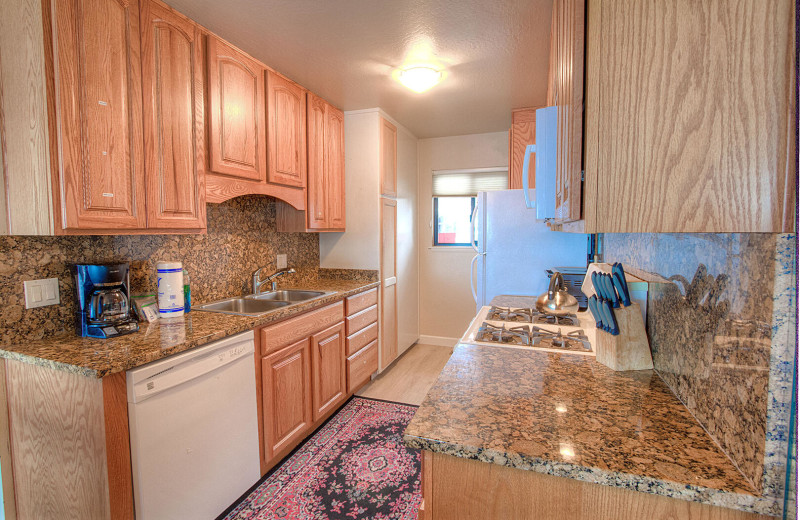 Rental kitchen at Lake Tahoe Accommodations.