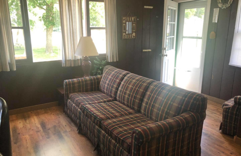 Cabin living room at Bell's Resort Bar and Grill.