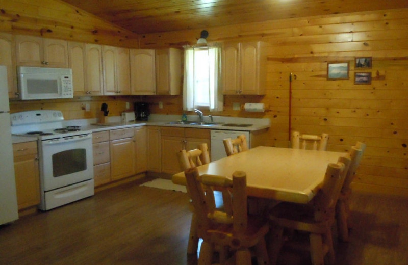 Cabin kitchen at Lakewood Lodge.