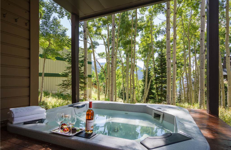 Rental hot tub at Canyon Services Vacation Rentals.