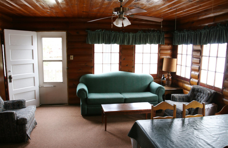 Cabin living room at Arrowhead Lodge & Resort.