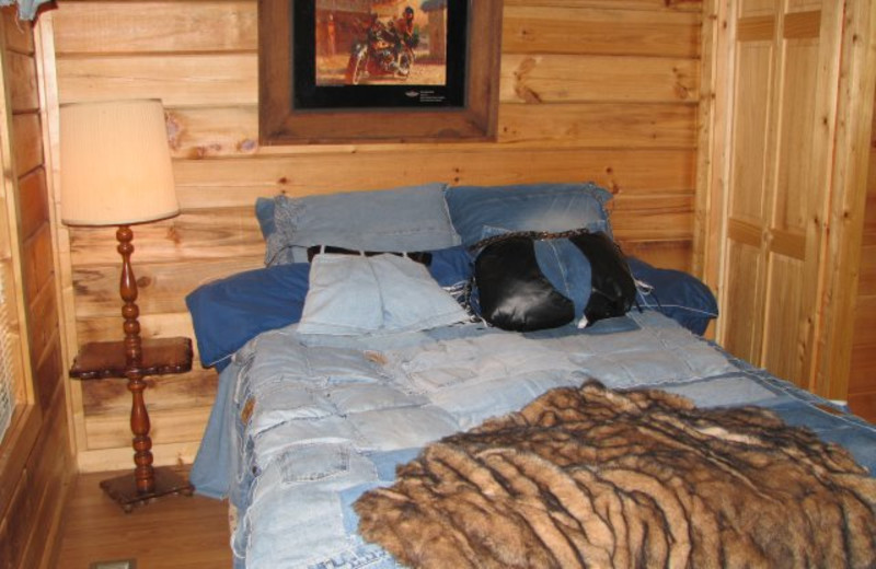 Cabin bedroom at Copperhead Lodge.