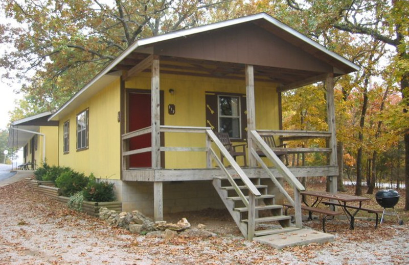 Cottage exterior at Golden Arrow Resort.