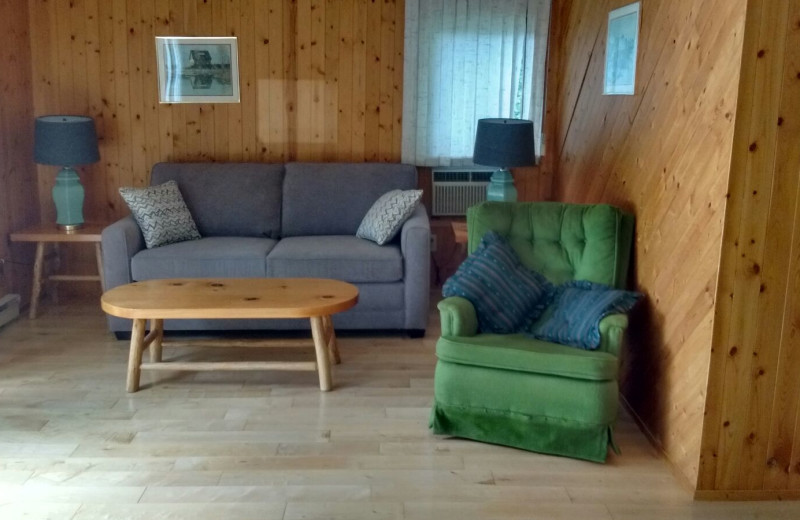 Cabin living room at Evergreen Resort.