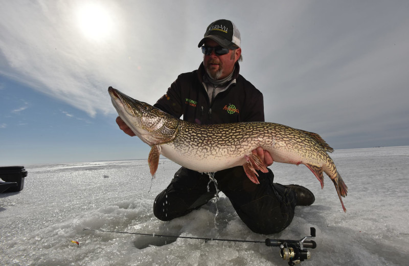 Ice fishing at Arnesen's Rocky Point Resort.
