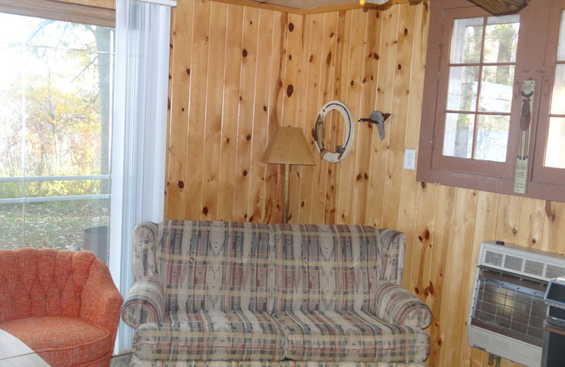 Cabin living room at Twin Oaks Resort & RV Park.