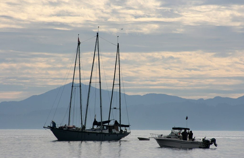 Boating at SookePoint Ocean Cottage Resort.