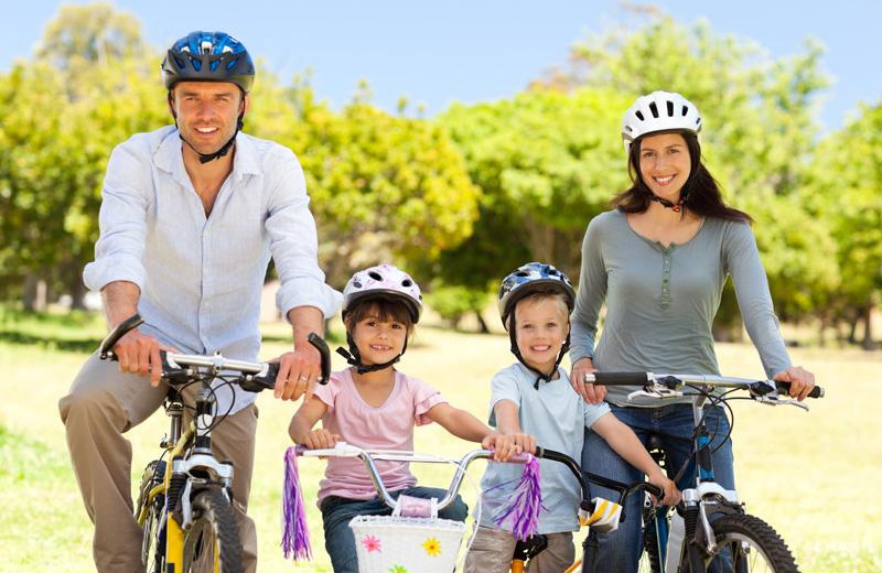 Family biking at @ Michigan Inn and Lodge.