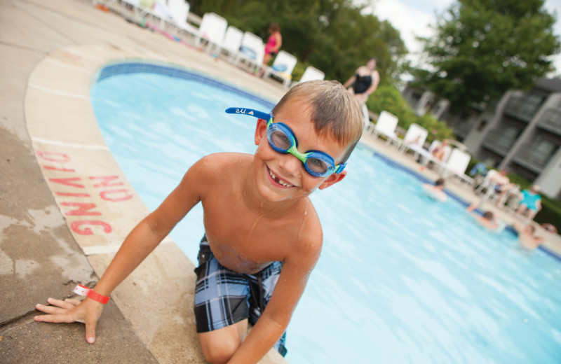 Kid by pool at Grand Traverse Resort and Spa.