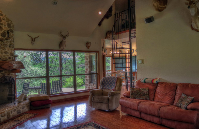 Cabin living room at Foxfire Cabins.