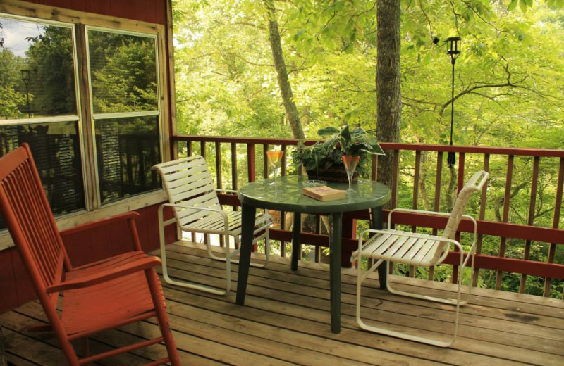 Cabin deck at Mountain Rest Cabins and Campground.