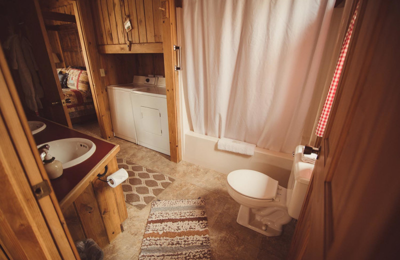 Guest suite bathroom at Vee Bar Guest Ranch.