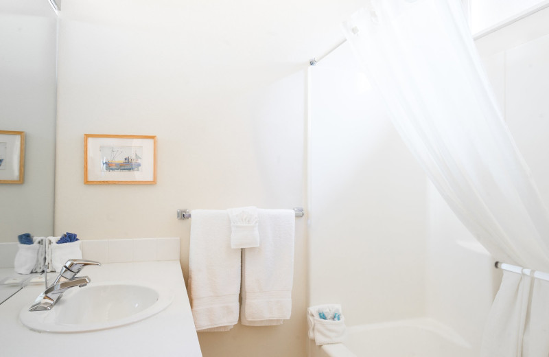 Guest bathroom at Lighthouse Oceanfront Resort.