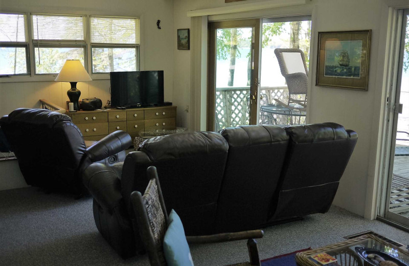 Rental living room at Acadia Cottage Rentals.