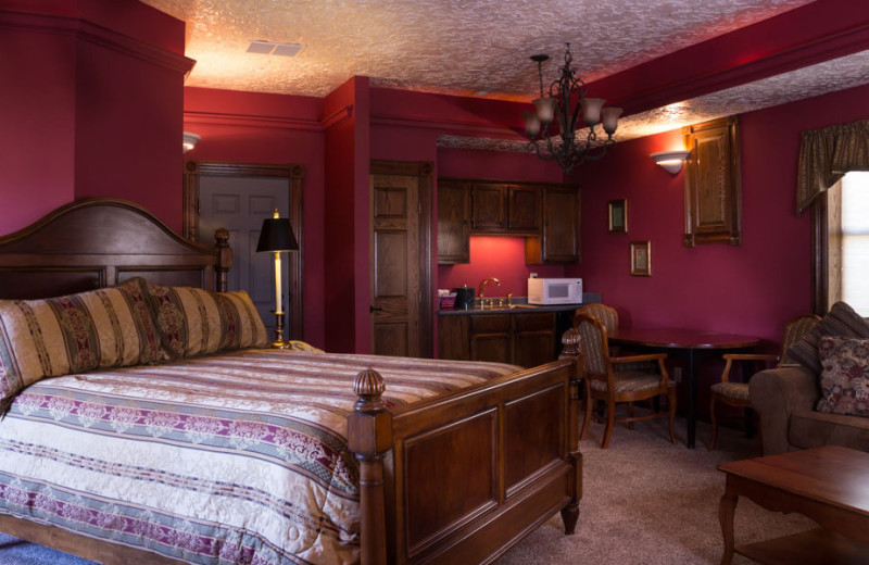 Guest room at Landoll's Mohican Castle.