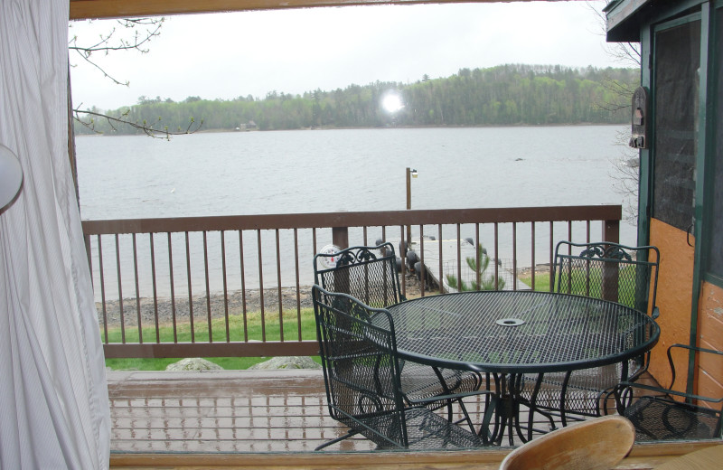 Cottage deck view at Pine Point Lodge.