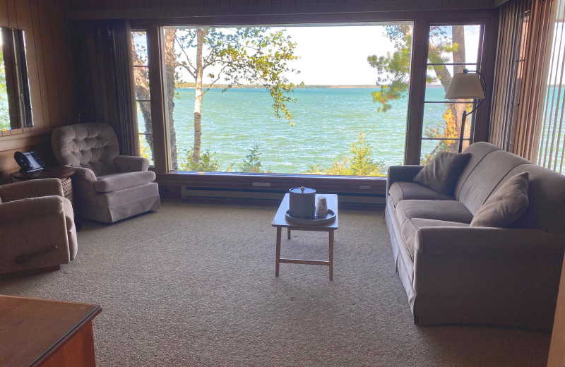 Cabin living room at Gordon Lodge.