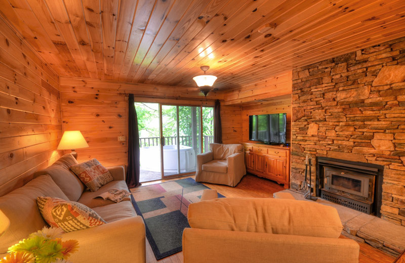 Cabin living room at Nantahala Village.