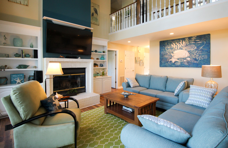 Rental living room at Fripp Island Golf & Beach Resort.