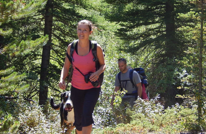 Hiking at Chaunigan Lake Lodge.