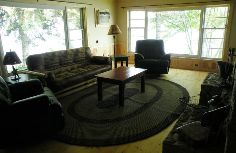 Cabin living room at Sams Island Cabin.