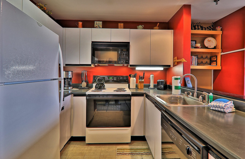 Rental kitchen at Killington Rental Associates.