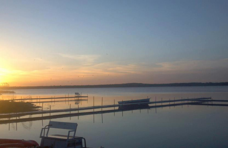 Sunset over lake at Cozy Bay Resort.