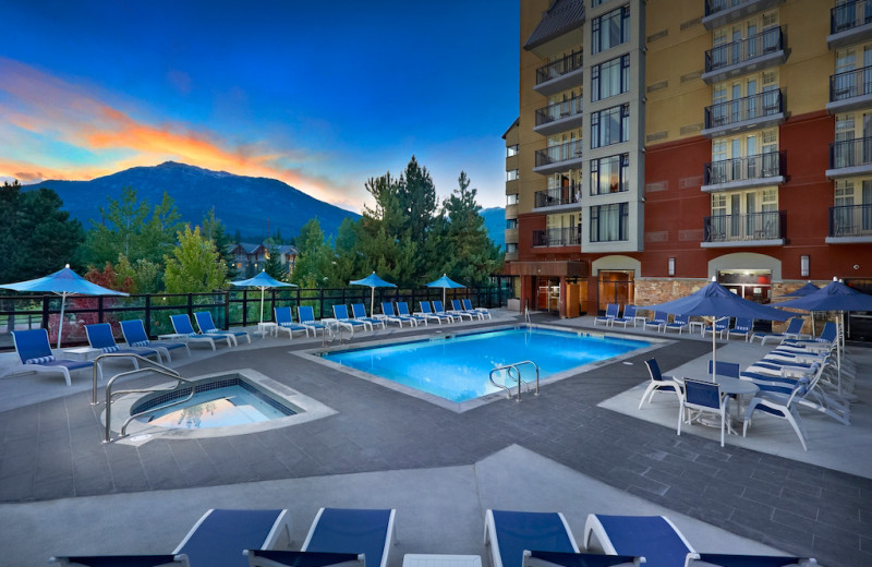 Outdoor pool at Hilton Whistler Resort.