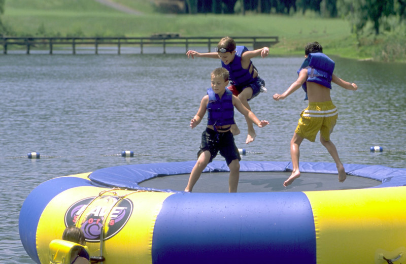 Water trampoline at Wintergreen Resort.