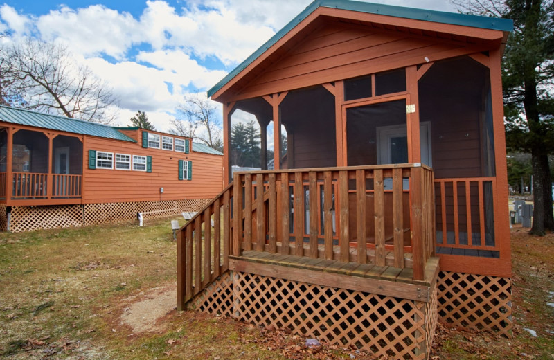 Cabin exterior at Yogi Bear's Jellystone Park Warrens.