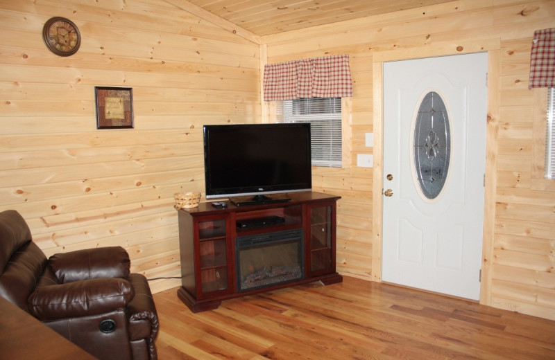 Cabin living room at Hocking Hills Backwoods Retreat.