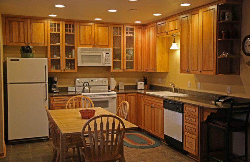 Rental kitchen at Range View Rentals.