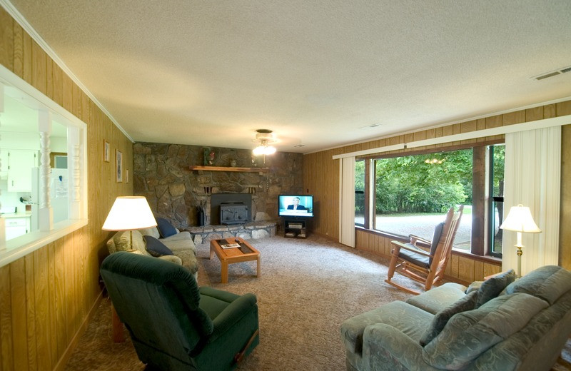 Cottage living room at Norfork Resort & Trout Dock.