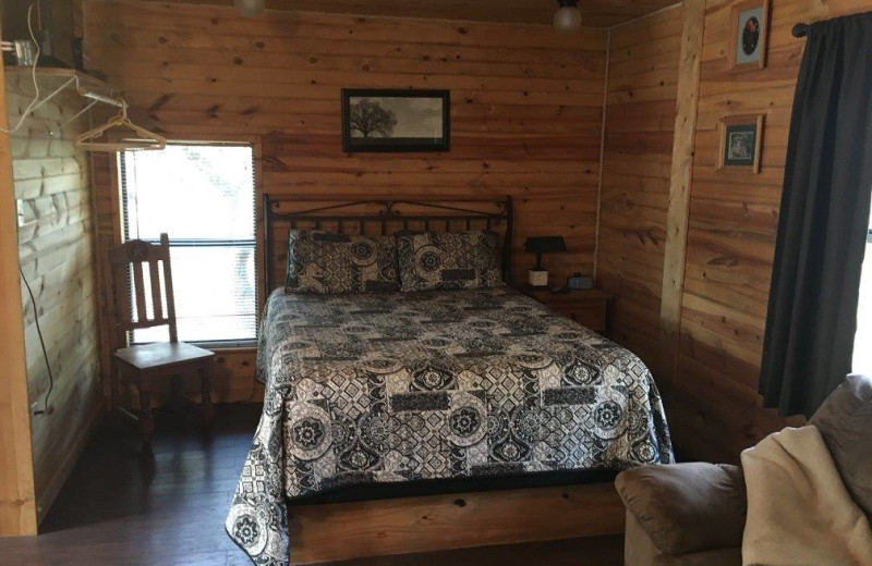Cabin bedroom at Walnut Canyon Cabins.
