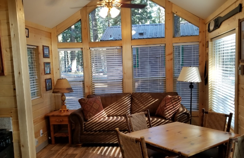 Cabin living room at Lake of the Woods Resort.