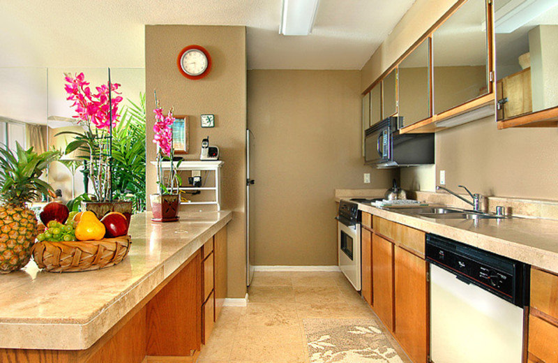 Vacation rental kitchen at Wailua Bay View Condos.