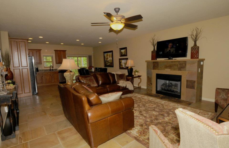 Cabin living room at Caryonah Hunting Lodge.