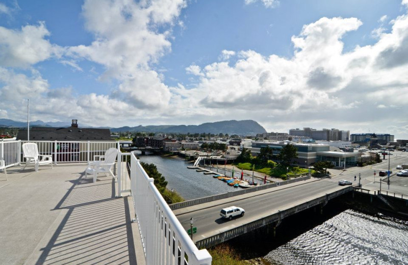 Deck view at Rivertide Suites Hotel.