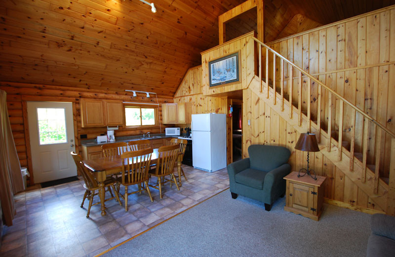 Cabin interior at Birch Forest Lodge.