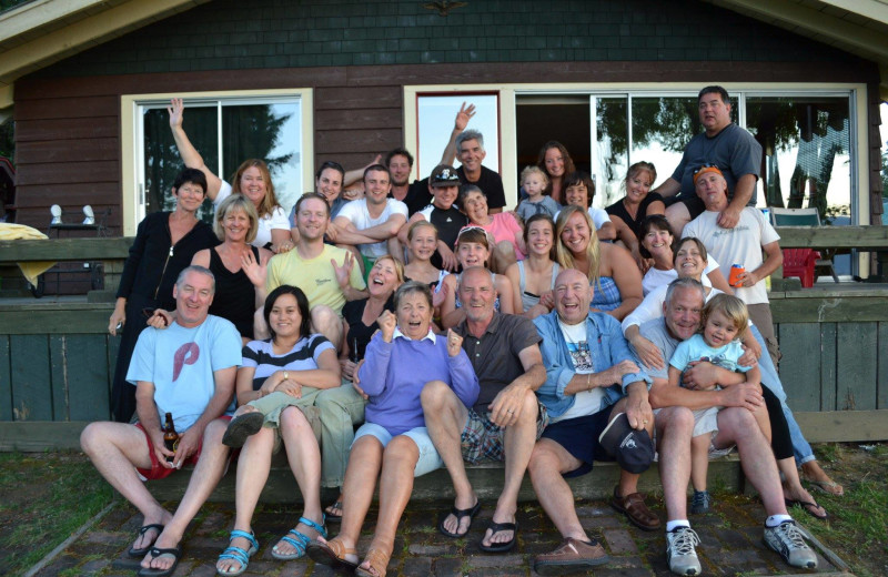 Family gathering at Sleep's Cabins.