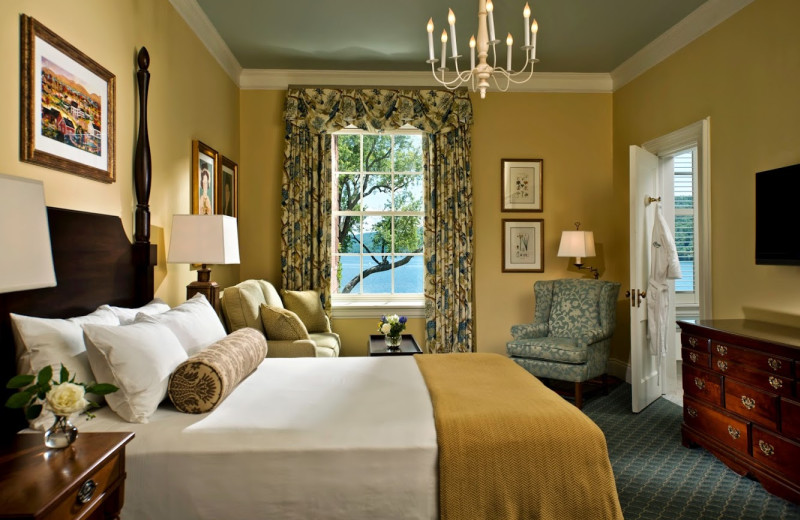 Guest room at The Otesaga Resort Hotel.