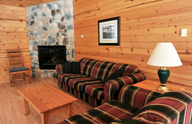 Cottage living room at Bug-Bee Hive Resort.