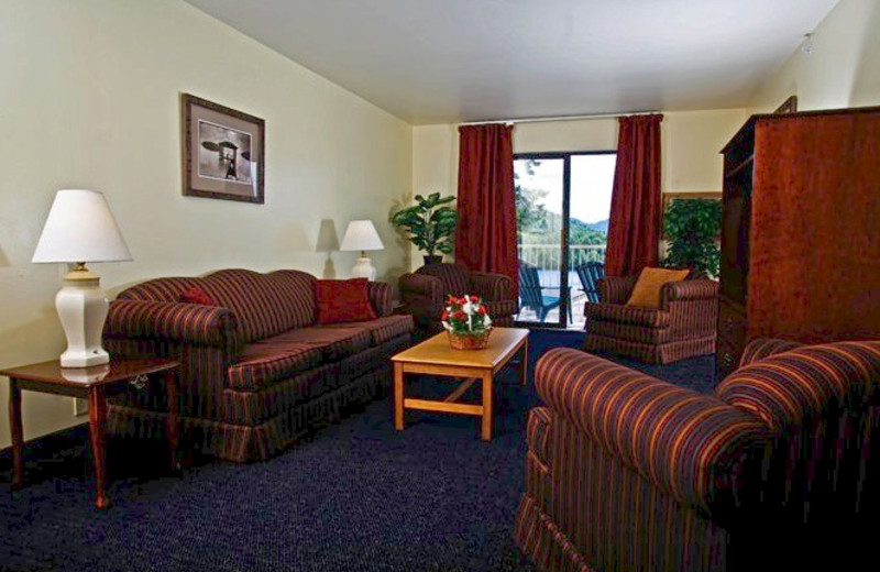Guest living room at Lake Placid Summit Hotel Resort Suites.
