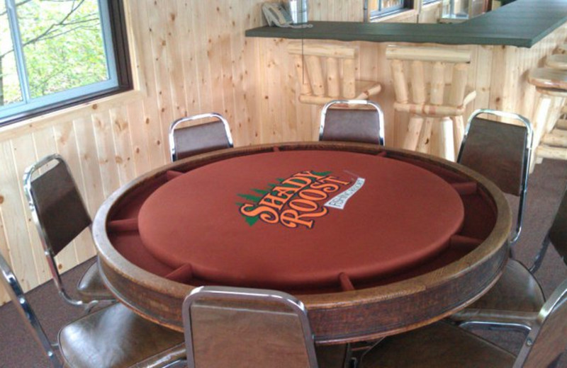 Poker table at Shady Roost Lodge.