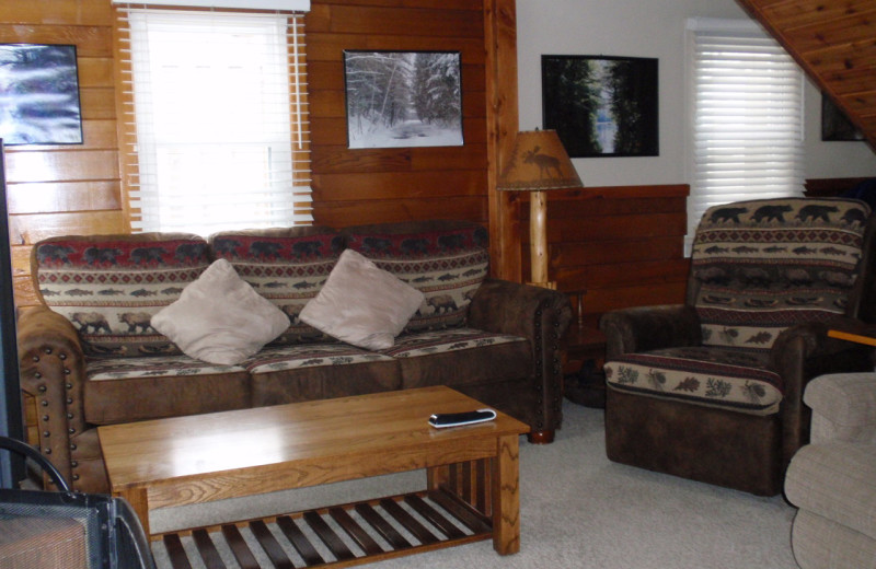 Cabin living room at Golden Rule Resort.